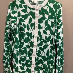 Kate Spade Green Leaf Print Cardigan